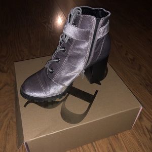 Lavender suede booties